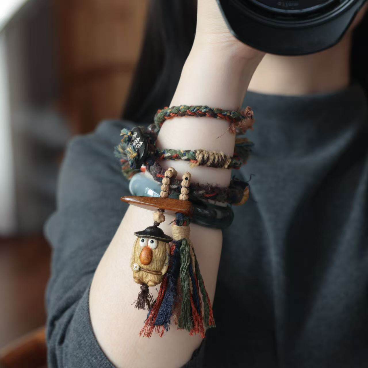 Antler-Carved Big-Nose Monster Statement Necklace