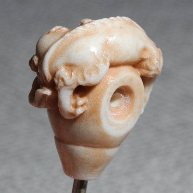 Antler-Carved Crouching Monster Pendant