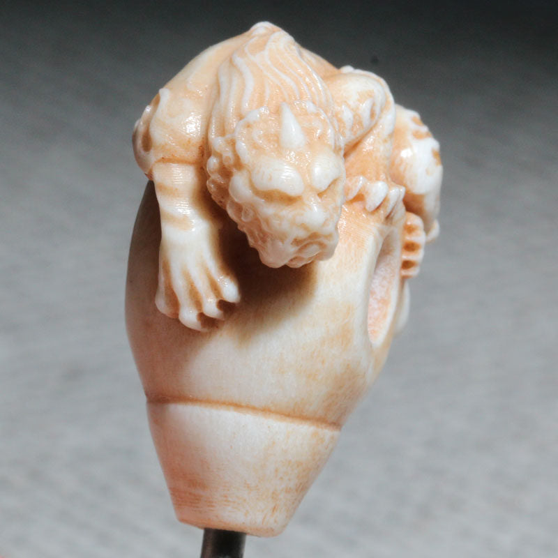 Antler-Carved Crouching Monster Pendant