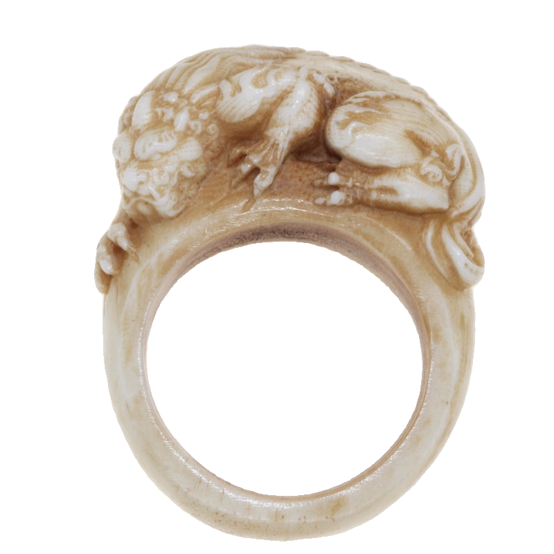Antler-Carved Crouching Monster Ring