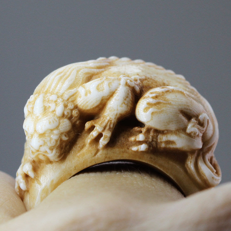 Antler-Carved Crouching Monster Ring