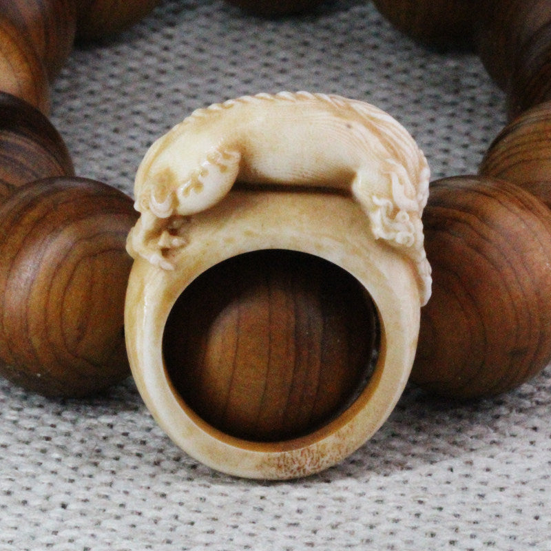 Antler-Carved Crouching Monster Ring