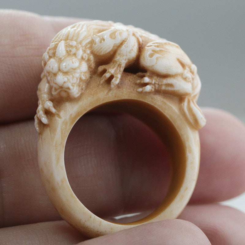 Antler-Carved Crouching Monster Ring