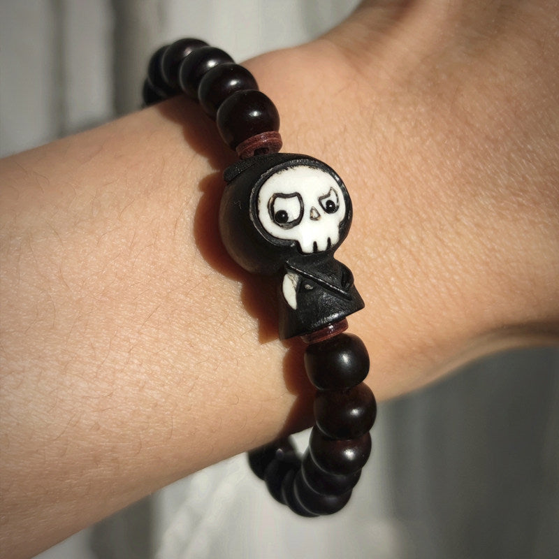 Antler-Carved Grim Reaper Scythe Beaded Bracelet