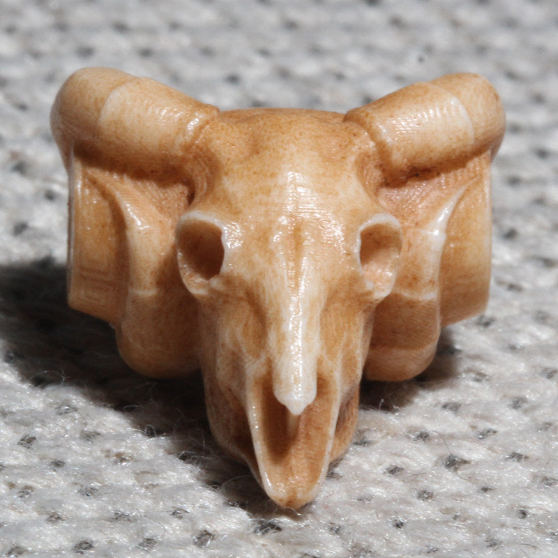 Antler-Carved Ram Skull Bead