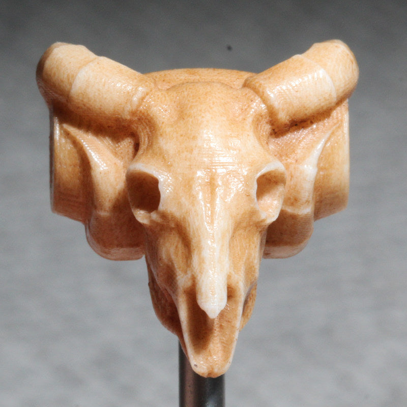 Antler-Carved Ram Skull Bead