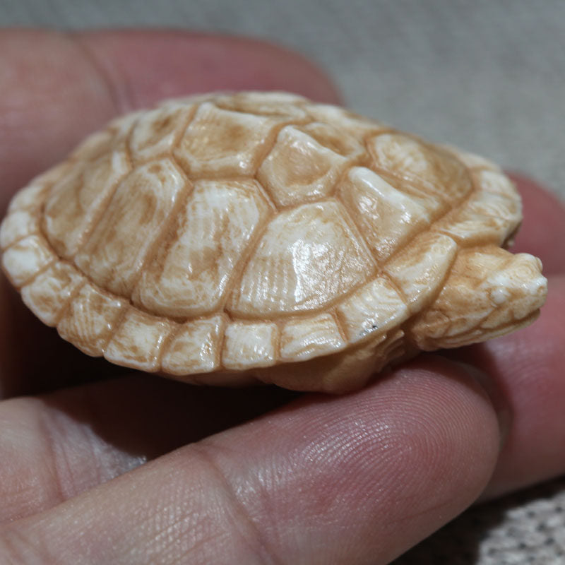 Antler-Carved Turtle Shell Pendant