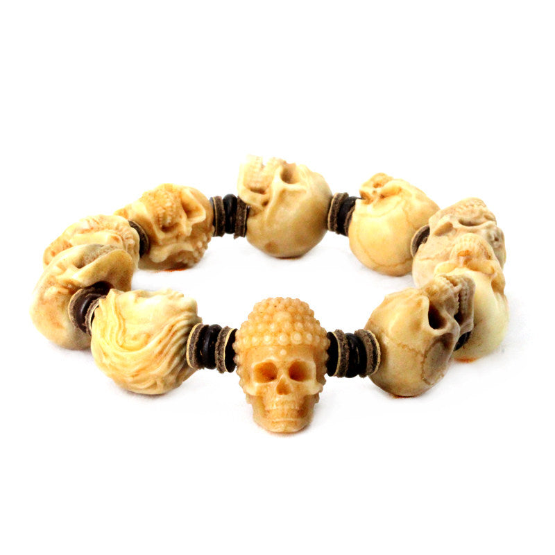 Antler Assorted Skull Bead Bracelet