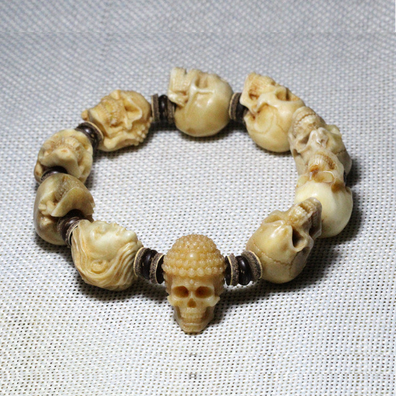 Antler Assorted Skull Bead Bracelet