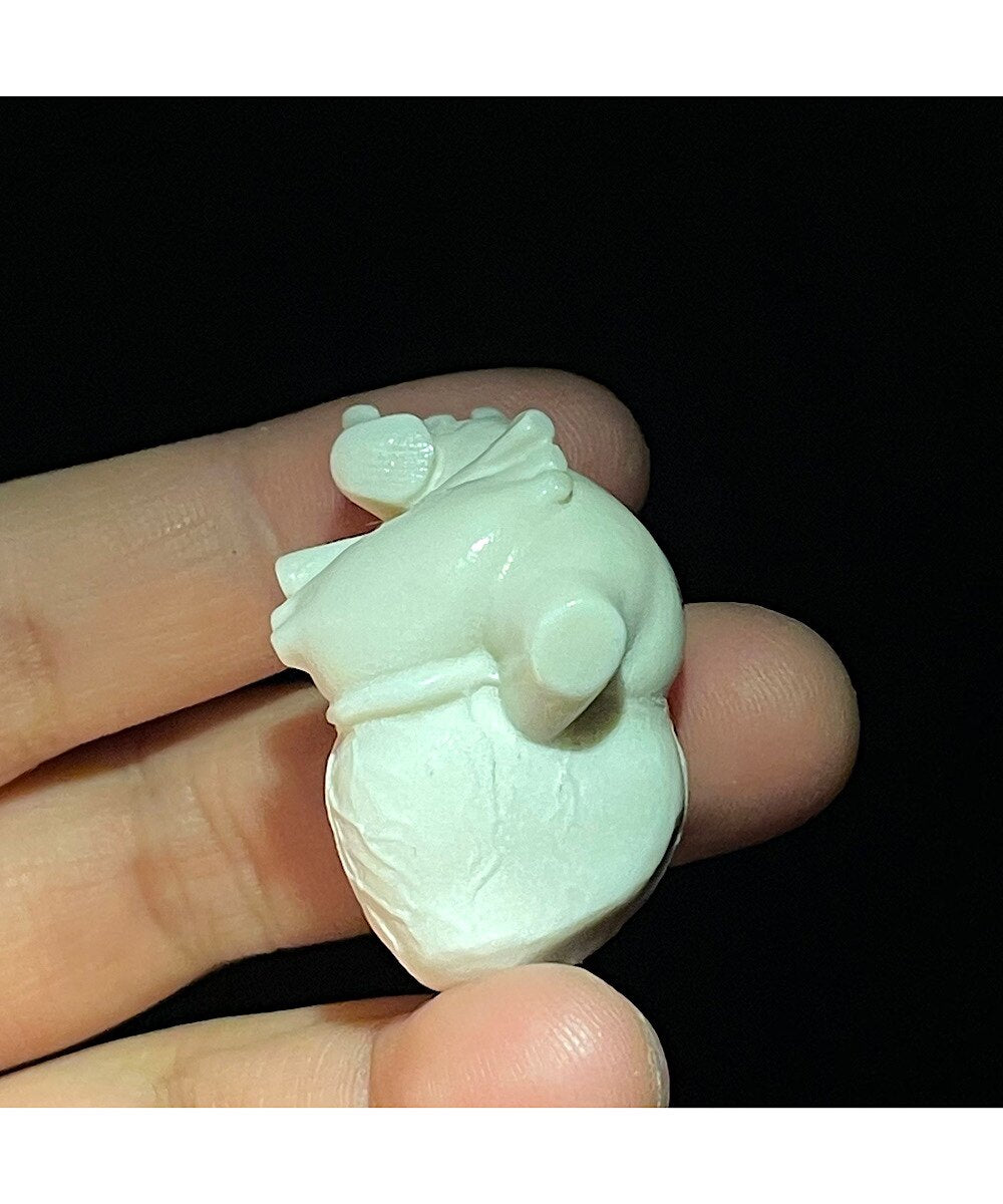 Carved Antler White Heart Pendant
