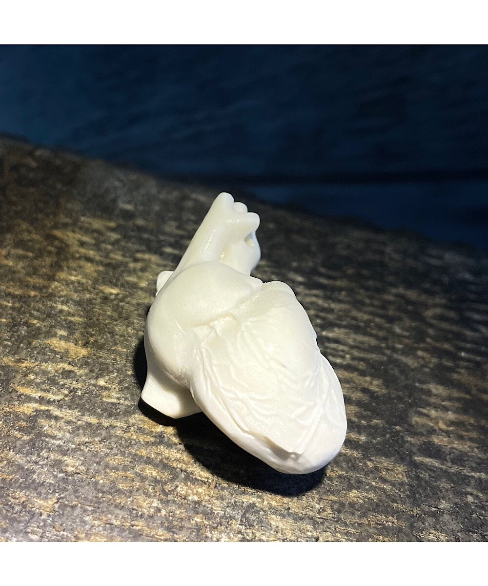 Carved Antler White Heart Pendant