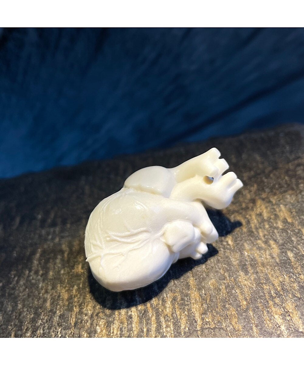 Carved Antler White Heart Pendant