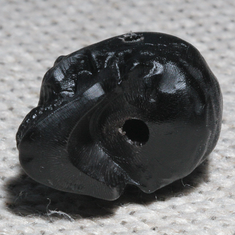 Carved Black Buffalo Horn Skull Bead