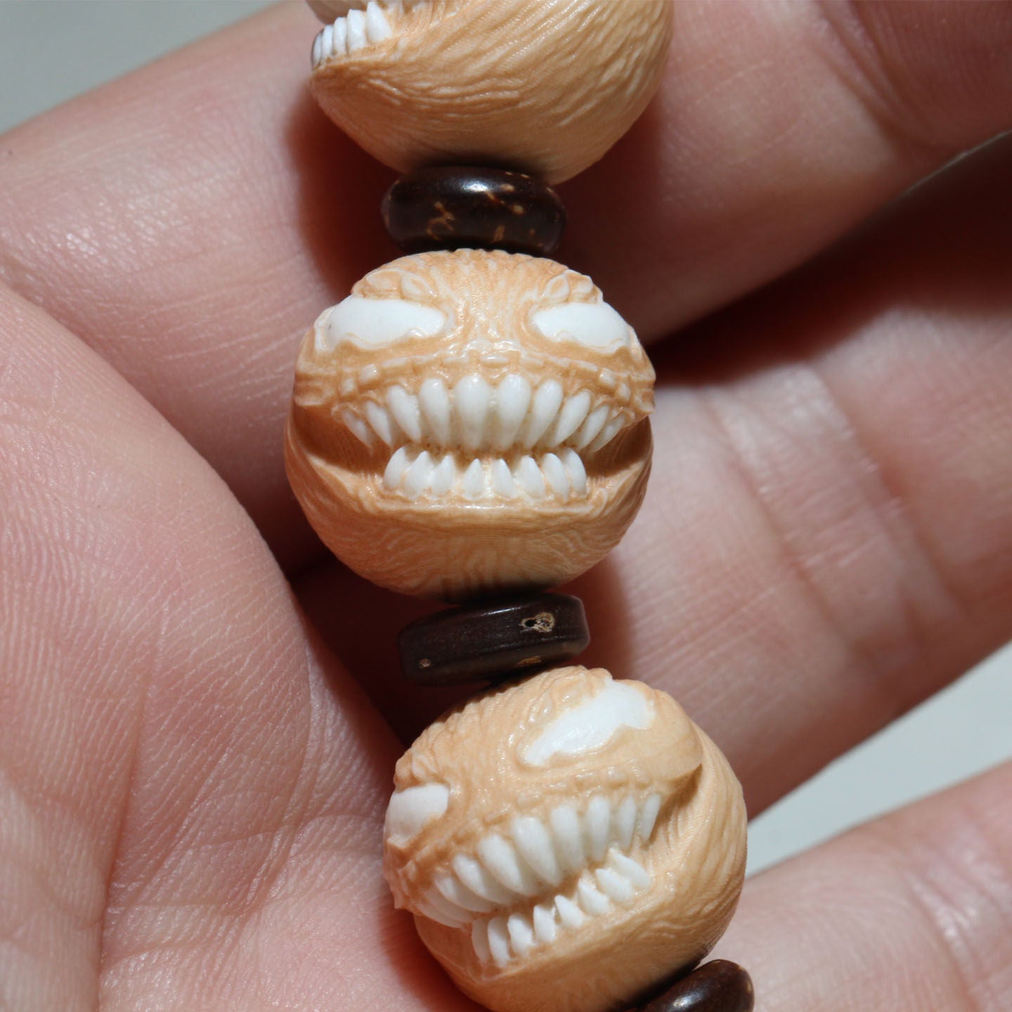 Distressed Antler-Carved Cartoon Venom Bracelet