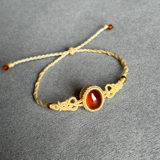 Exquisite Braided Cord Bracelet with Natural Stones