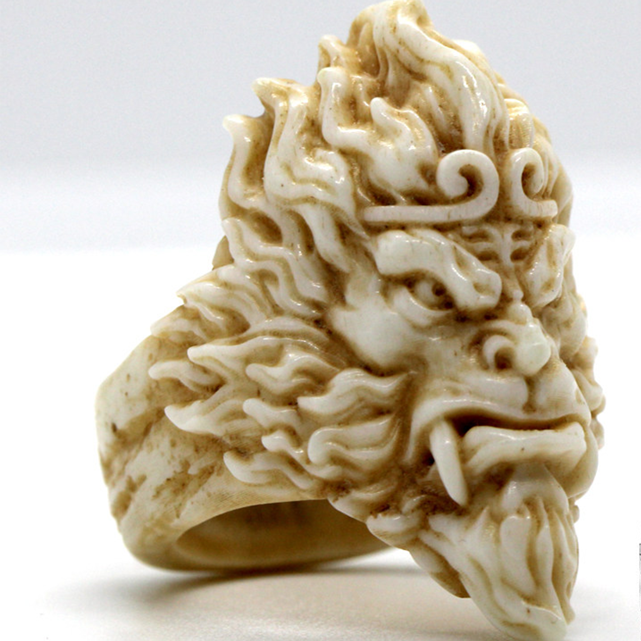 Hand-Carved Antler Black Myth Wukong Ring