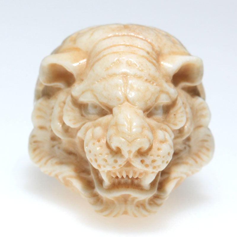 Hand-Carved Antler Tiger Head Bead