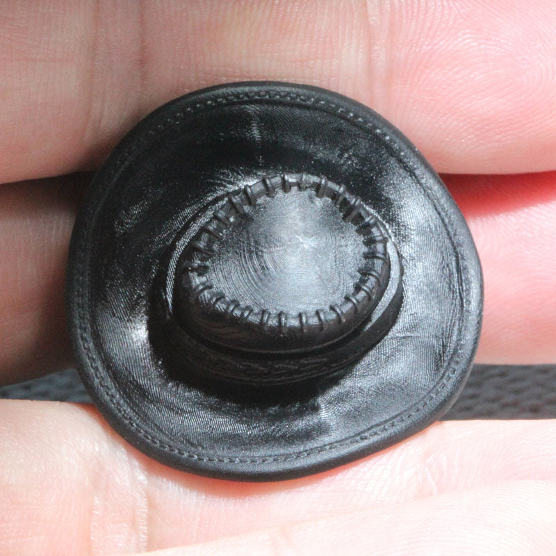 Hand-Carved Antler & Black Horn Cowboy Skull Bead