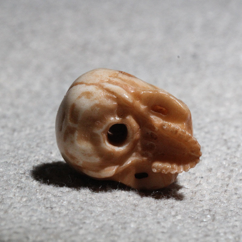 Hand-Carved Natural Antler Half-Jaw Skull DIY Bead