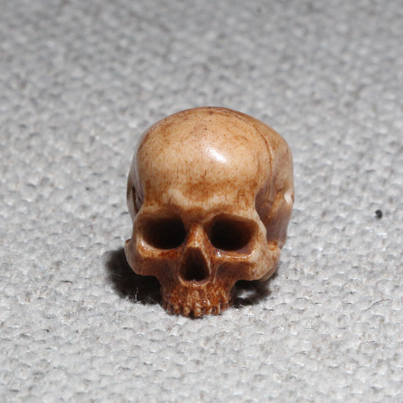 Hand-Carved Natural Antler Half-Jaw Skull DIY Bead