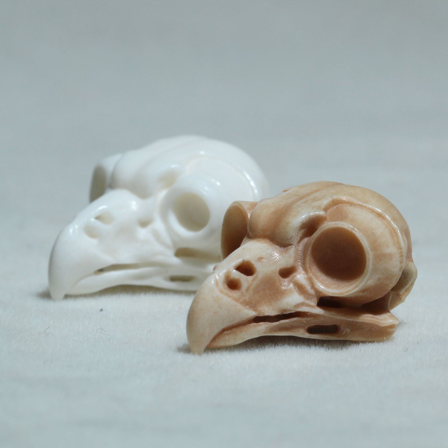 Hand-Carved Natural Antler Owl Skull DIY Bead