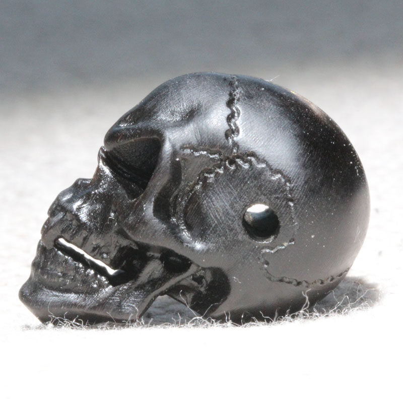 Hand-Carved Natural Black Horn Roaring Skull DIY Bead