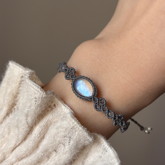 Moonstone and Freshwater Pearl Braided Bracelet