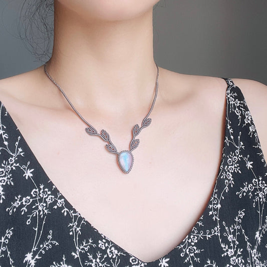 Natural Stone Antler Necklace