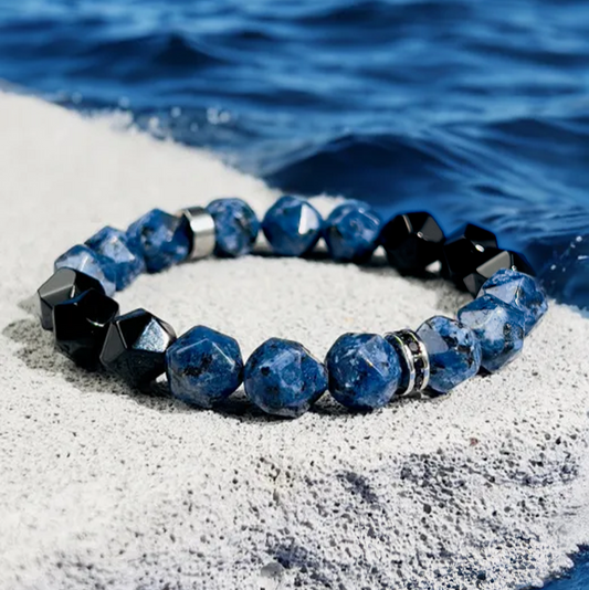 Bracciale con perline geometriche sfaccettate del dio del mare nordico
