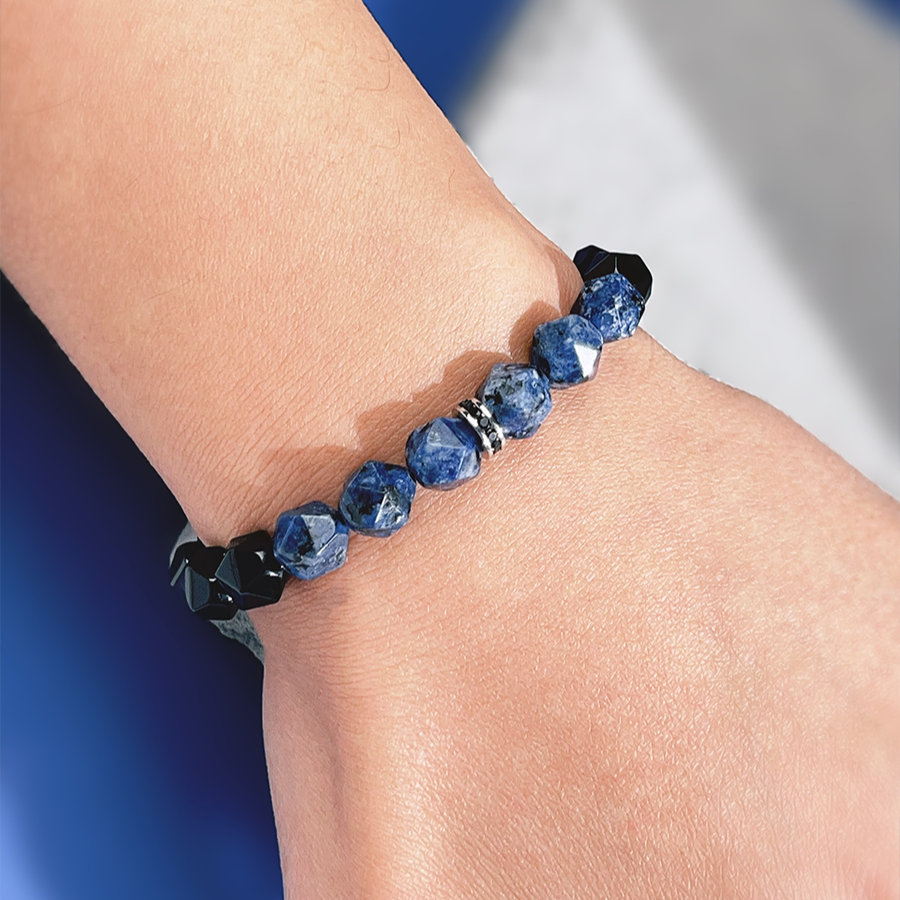 Bracciale con perline geometriche sfaccettate del dio del mare nordico