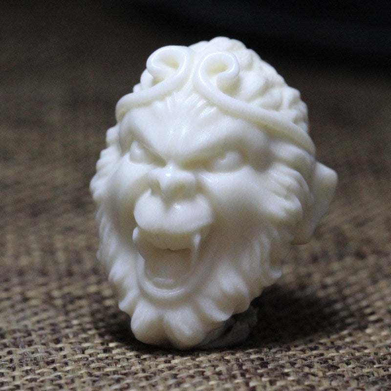 Antler Carving Roaring Wukong Monkey Head Bead