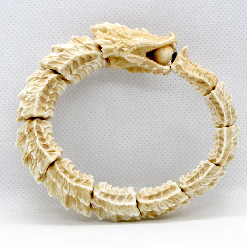 Antiqued Carved Antler The Ouroboros Viper Bracelet