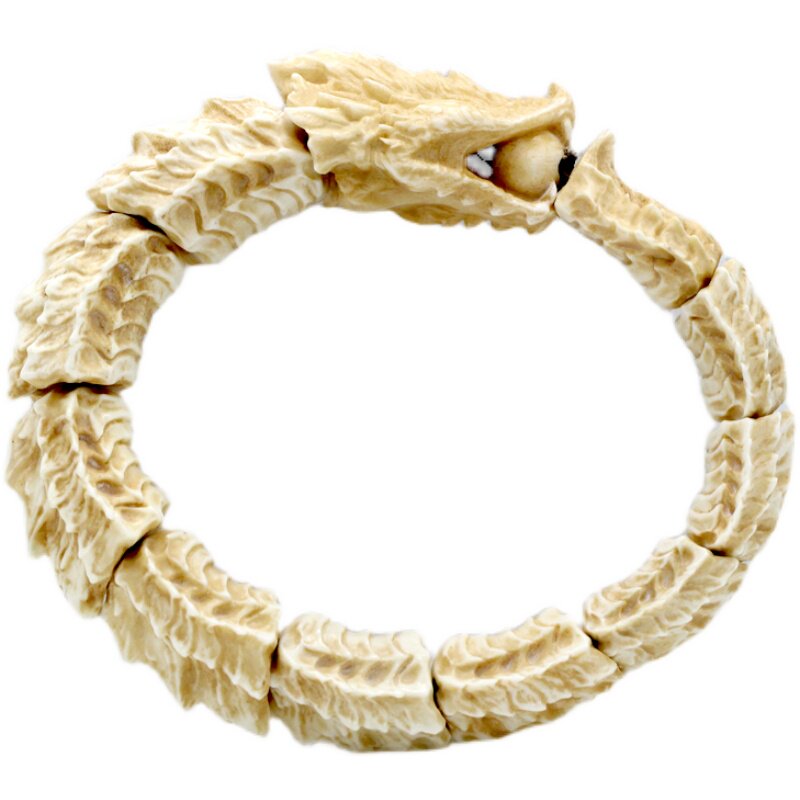 Antiqued Carved Antler The Ouroboros Viper Bracelet