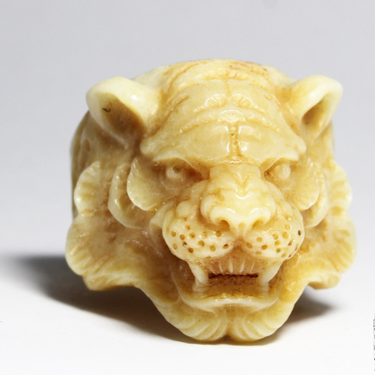 Antiqued Deer Antler Tiger Head Ring