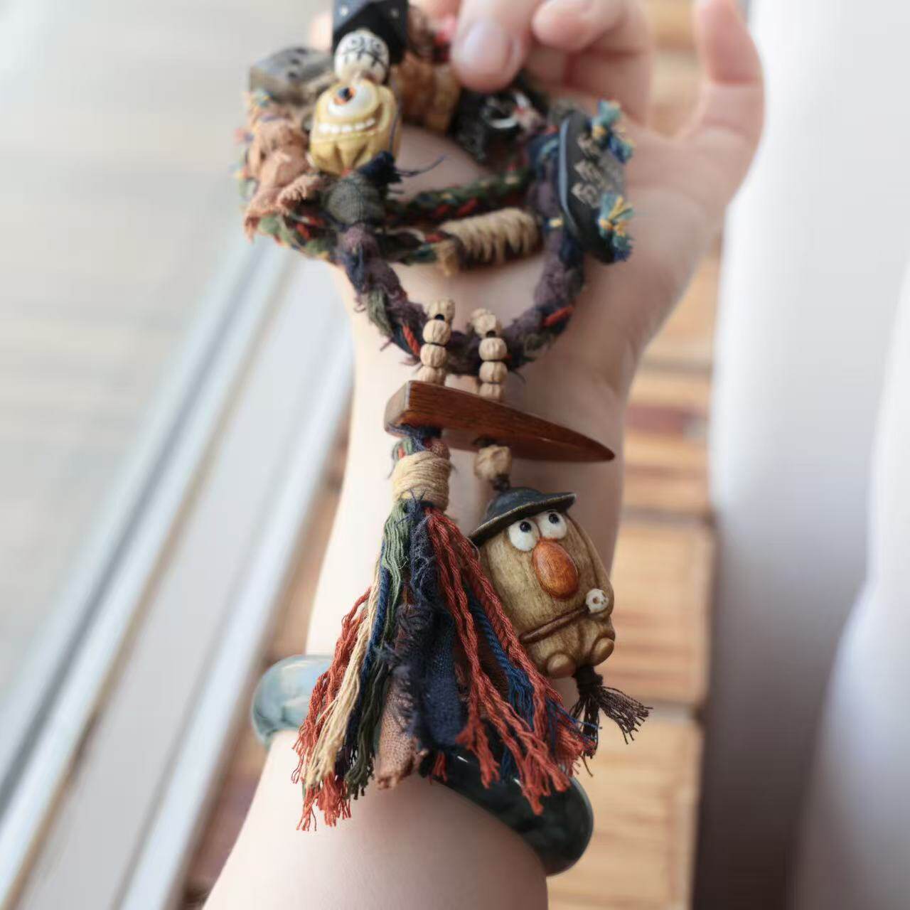 Antler-Carved Big-Nose Monster Statement Necklace