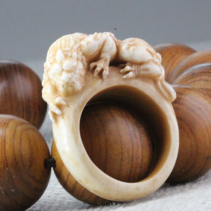 Antler-Carved Crouching Monster Ring