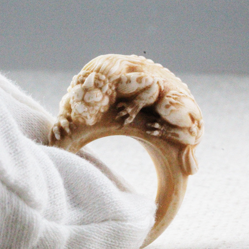 Antler-Carved Crouching Monster Ring