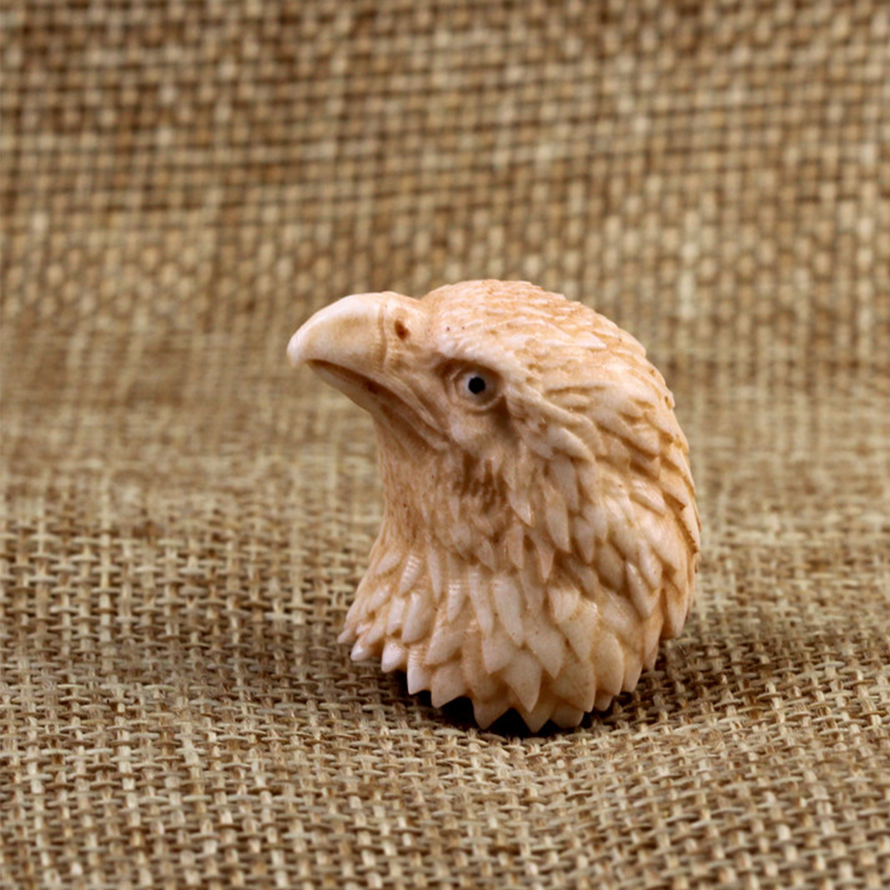 Antler-Carved Eagle Head Pendant