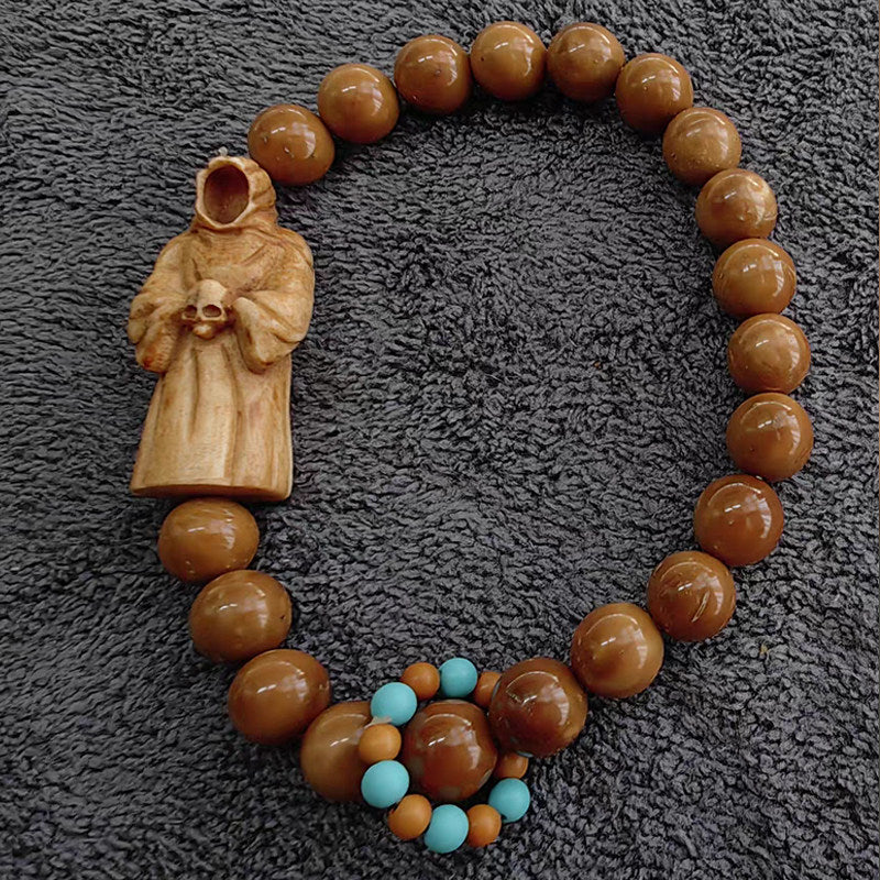 Antler-Carved Faceless Skull Sorcerer Beaded Bracelet
