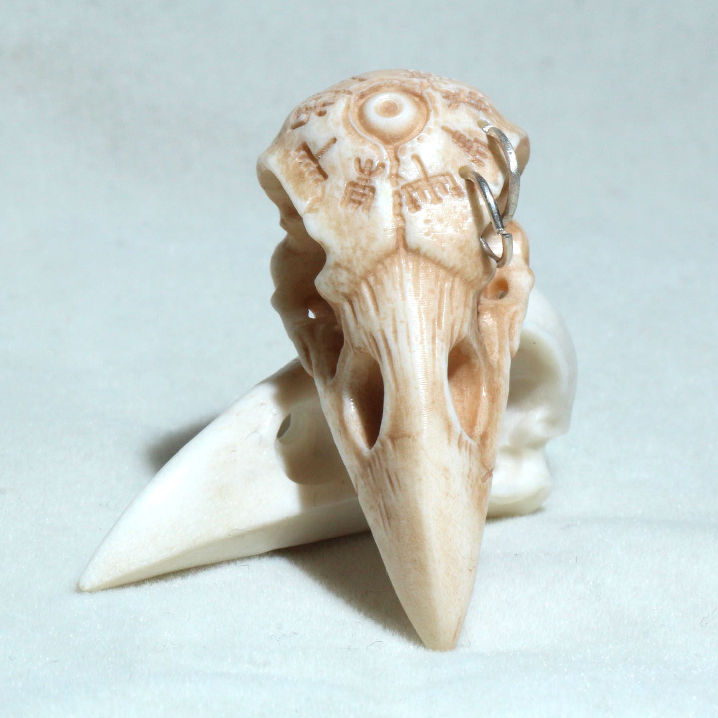 Antler-Carved Gothic Runes Raven Skull Bead
