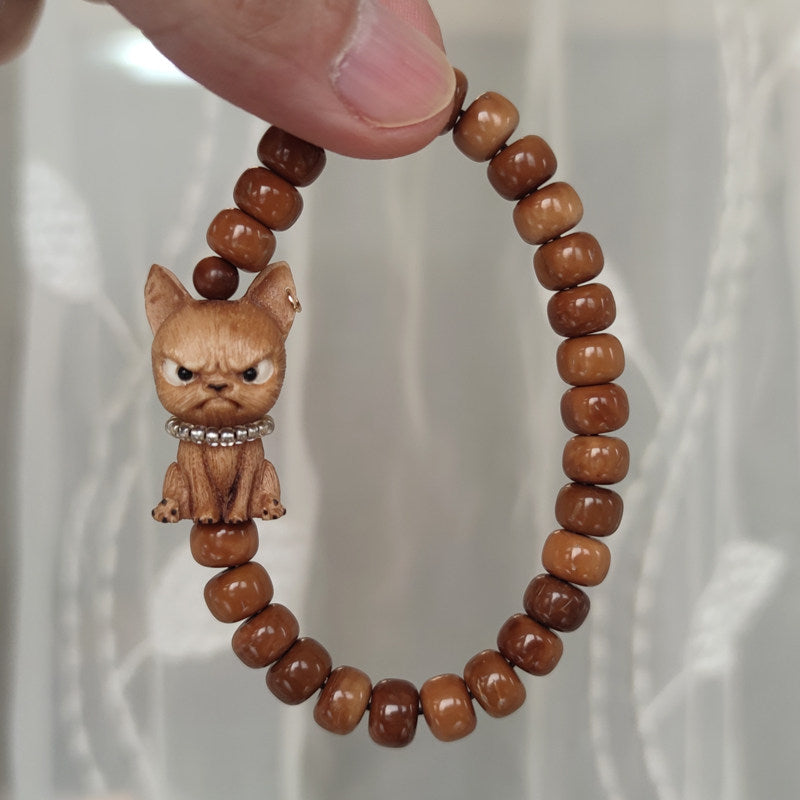 Antler-Carved Grumpy Puppy Beaded Bracelet