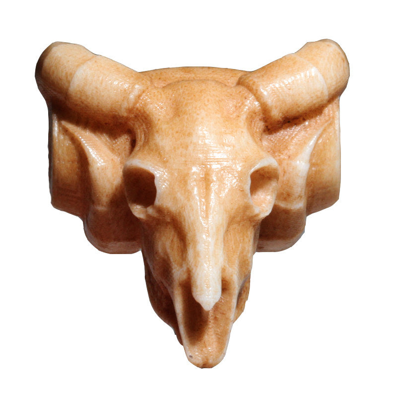 Antler-Carved Ram Skull Bead