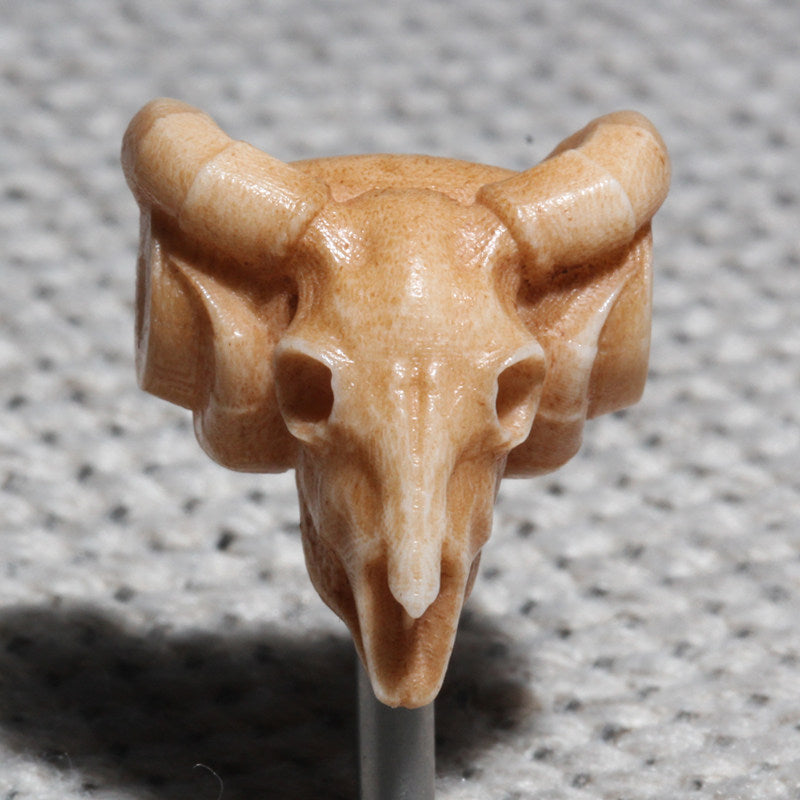 Antler-Carved Ram Skull Bead