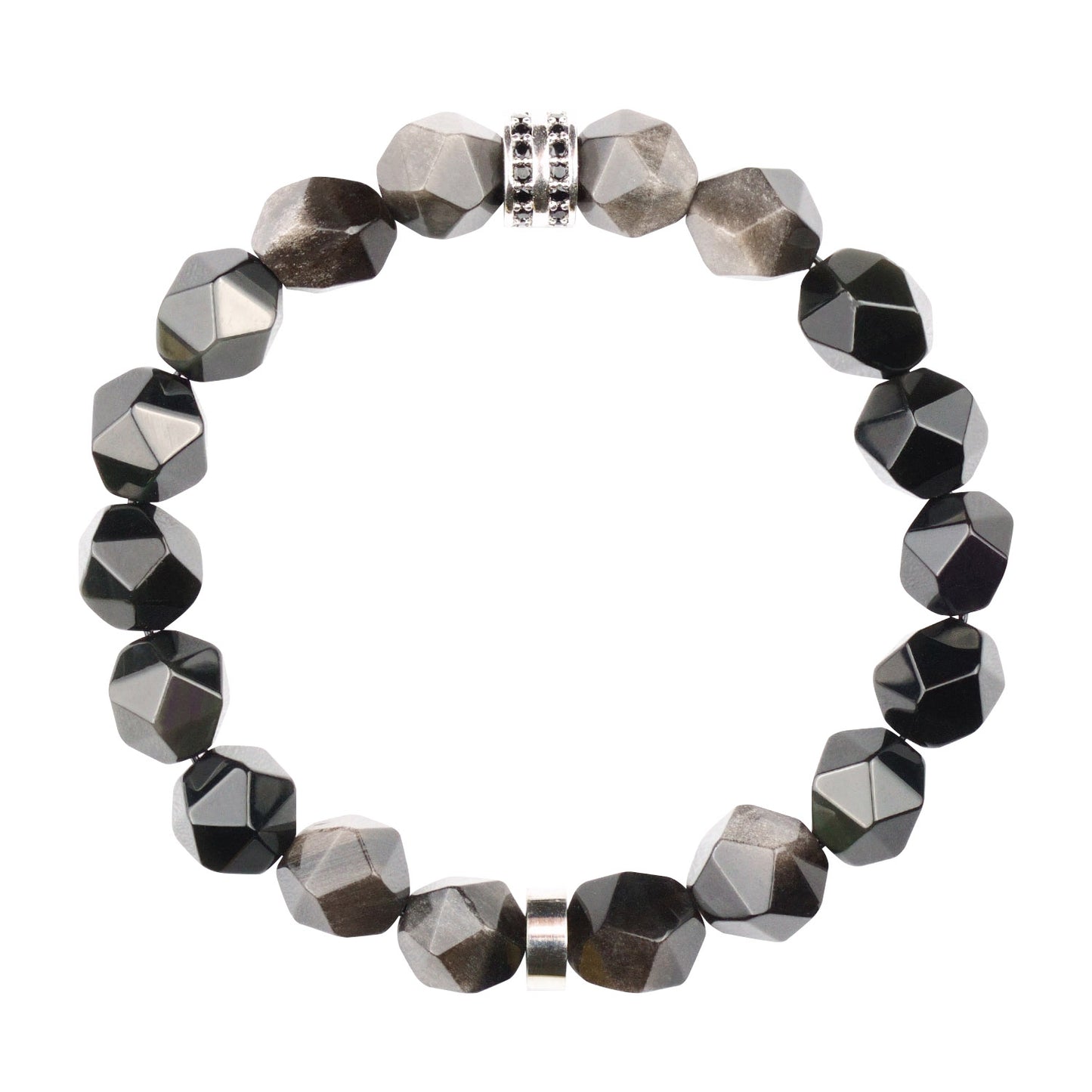 Bracelet géométrique à facettes noir et gris
