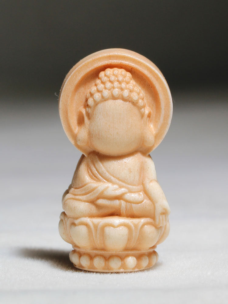 Carved Antler Cartoon Faceless Buddha Pendant