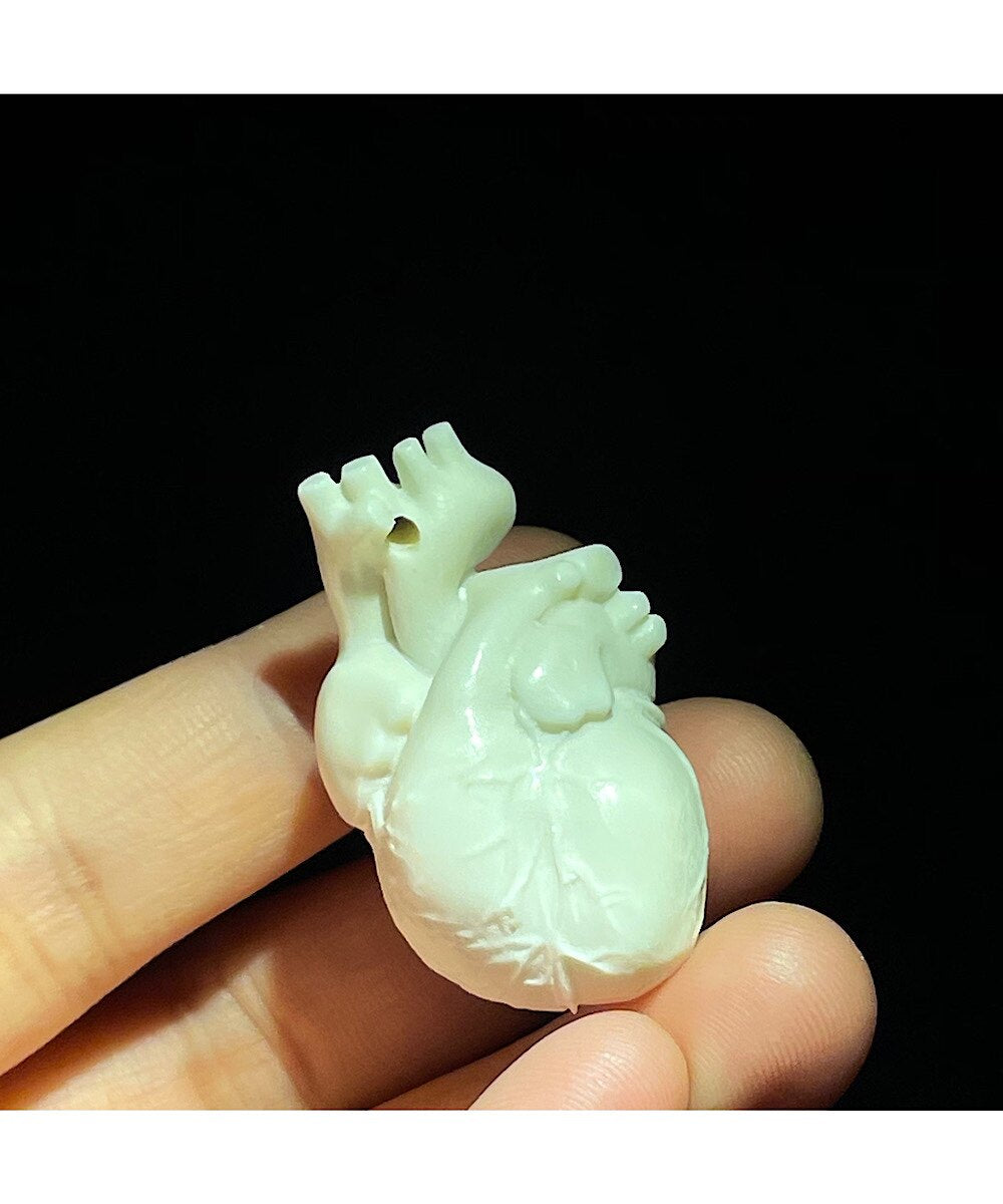 Carved Antler White Heart Pendant