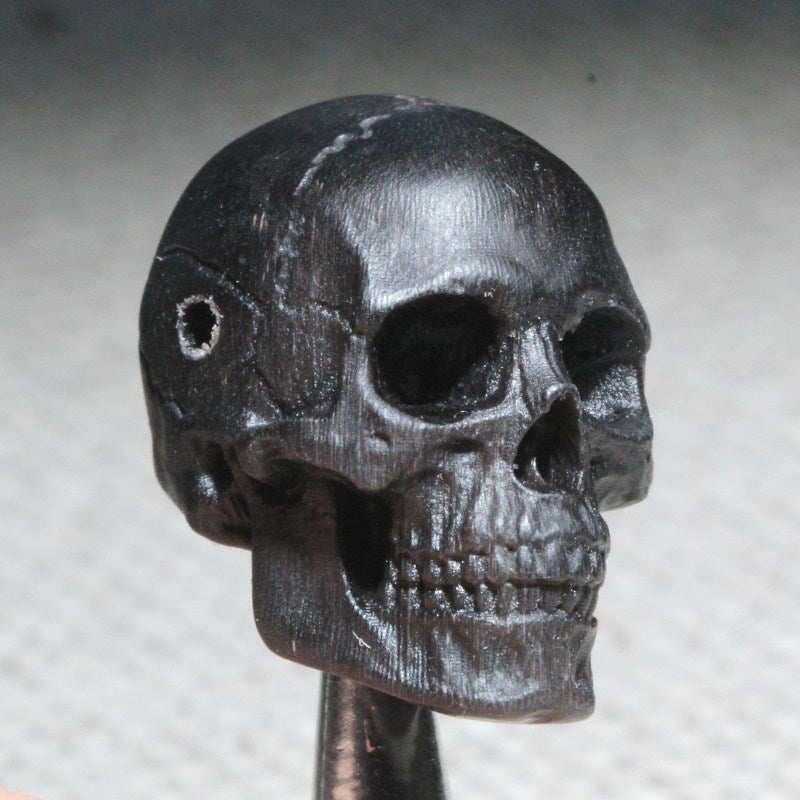 Carved Black Buffalo Horn Skull Bead