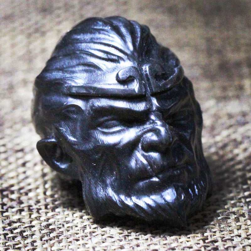 Carved Black Buffalo Horn Wukong Monkey Head Necklace