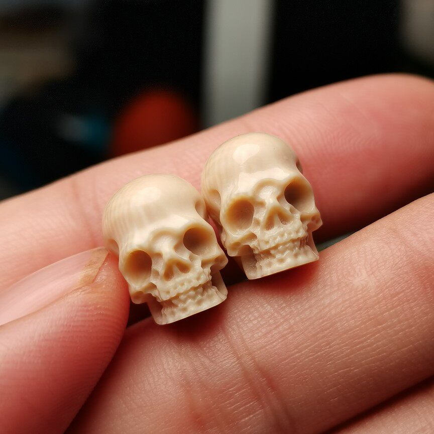 Carved Mammoth Ivory Skull Bead