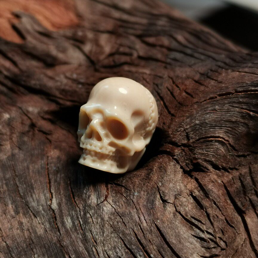 Carved Mammoth Ivory Skull Bead